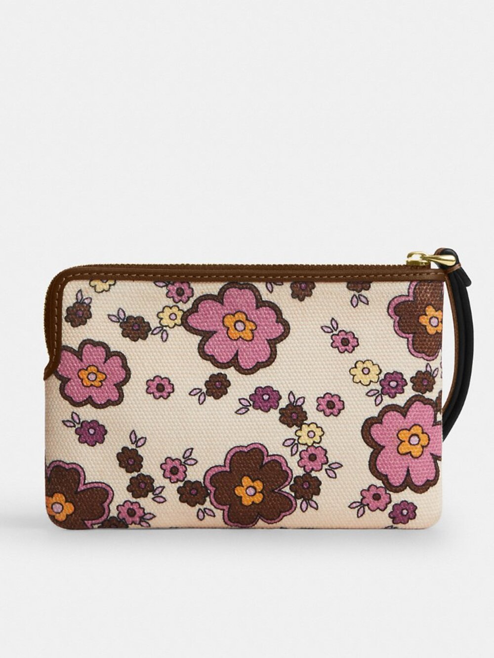 Coach Corner Zip Wristlet With Floral Print